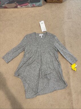 Joseph Ribkoff Heather Gray V-Neck 3/4 Sleeve Tunic